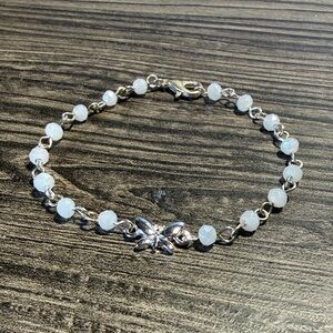 Butterfly Silver Beaded Bracelet